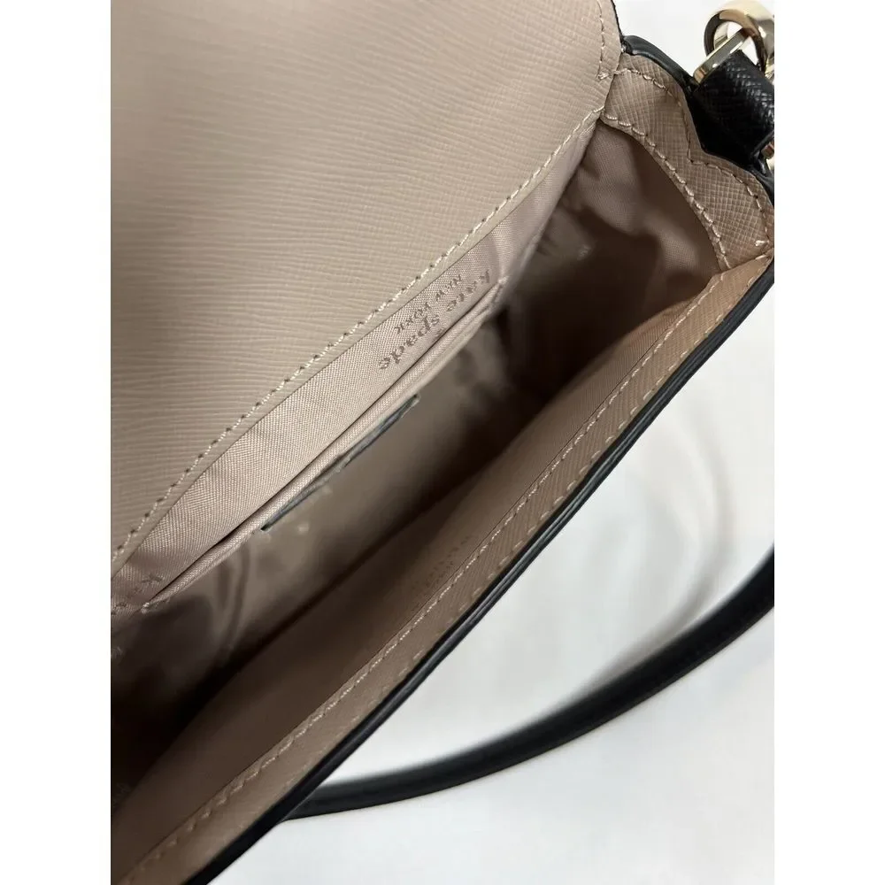 Kate Spade New York STACI SQUARE CROSSBODY EUC Warm‎ Beige Black Ivory